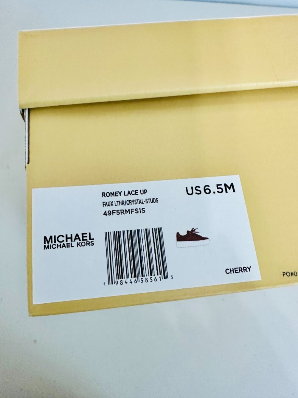 MICHAEL KORS ROMEY LACE-UP CHERRY RED CRYSTAL STUDDED FAUX LEATHER SNEAKERS 6.5M - Picture 11 of 11